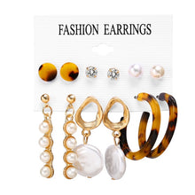 Load image into Gallery viewer, 17KM Women Earrings Set Acrylic Pearl Earrings For Women Bohemian Leopard Tassel Stud Earrings 2020 New Brincos Fashion Jewelry